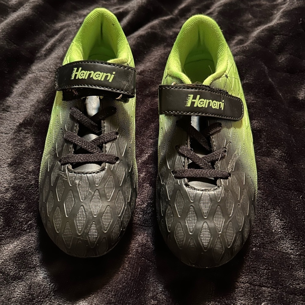 Light Green and Dark Navy Soccer Cleats